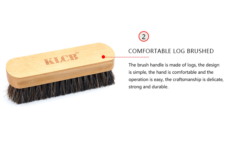 KLCB Leather & Textile Cleaning Brush Boar Bristle Brush with Wood Handle