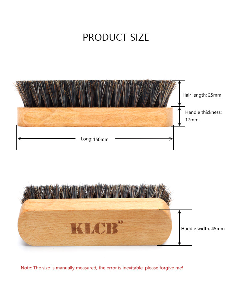 KLCB Leather & Textile Cleaning Brush Boar Bristle Brush with Wood Handle