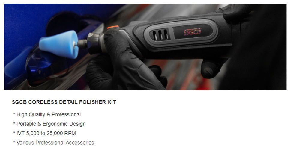 SGCB Powerful Mini Detail Polisher Kit - Cordless Rotary Tool 12V Nano Polisher