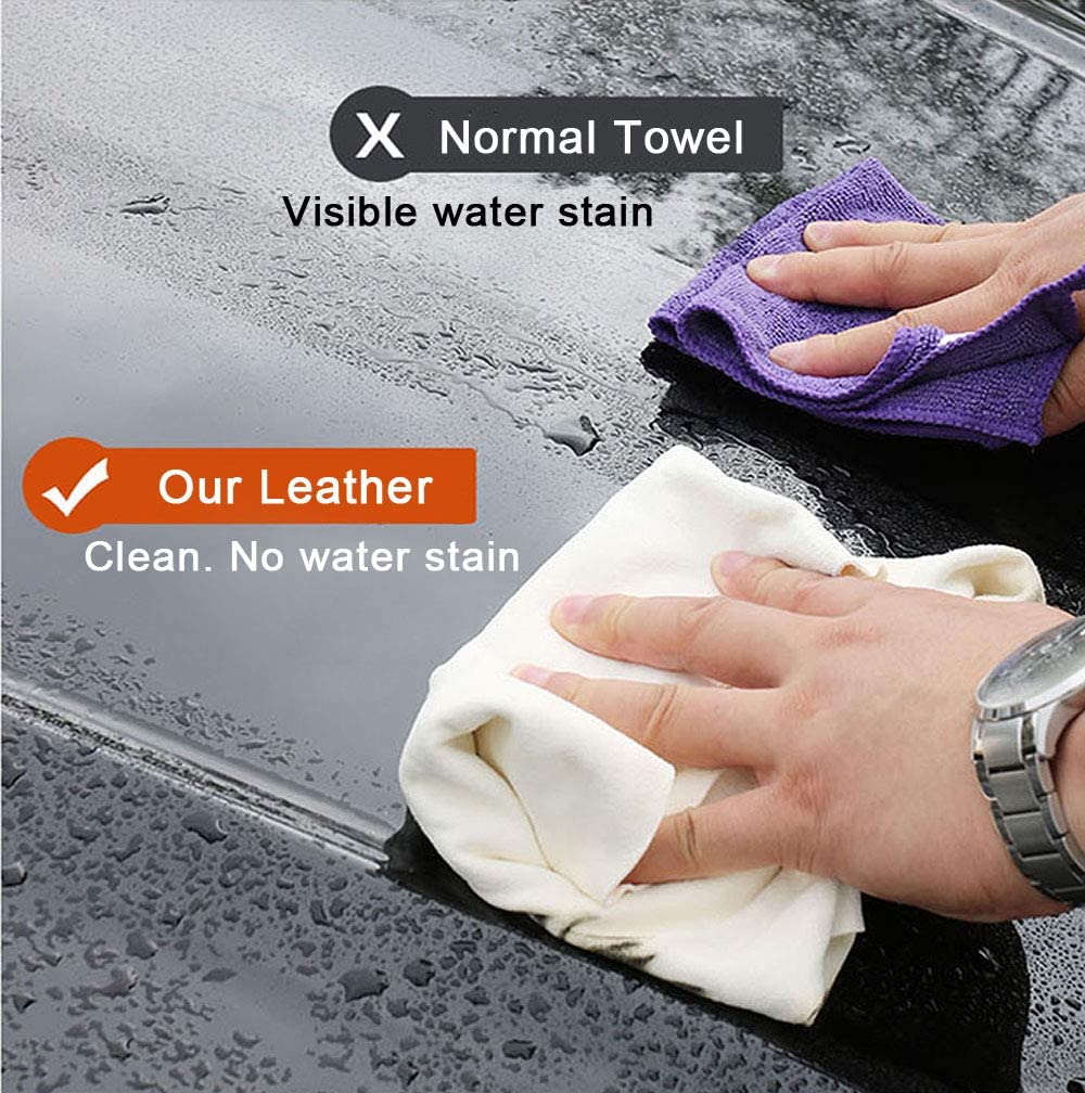 Original Chamois Leather Cloth for Car - Large Drying Towel Natural Shammy Towel Real Leather Washing Cloth Cleaning Towel Car