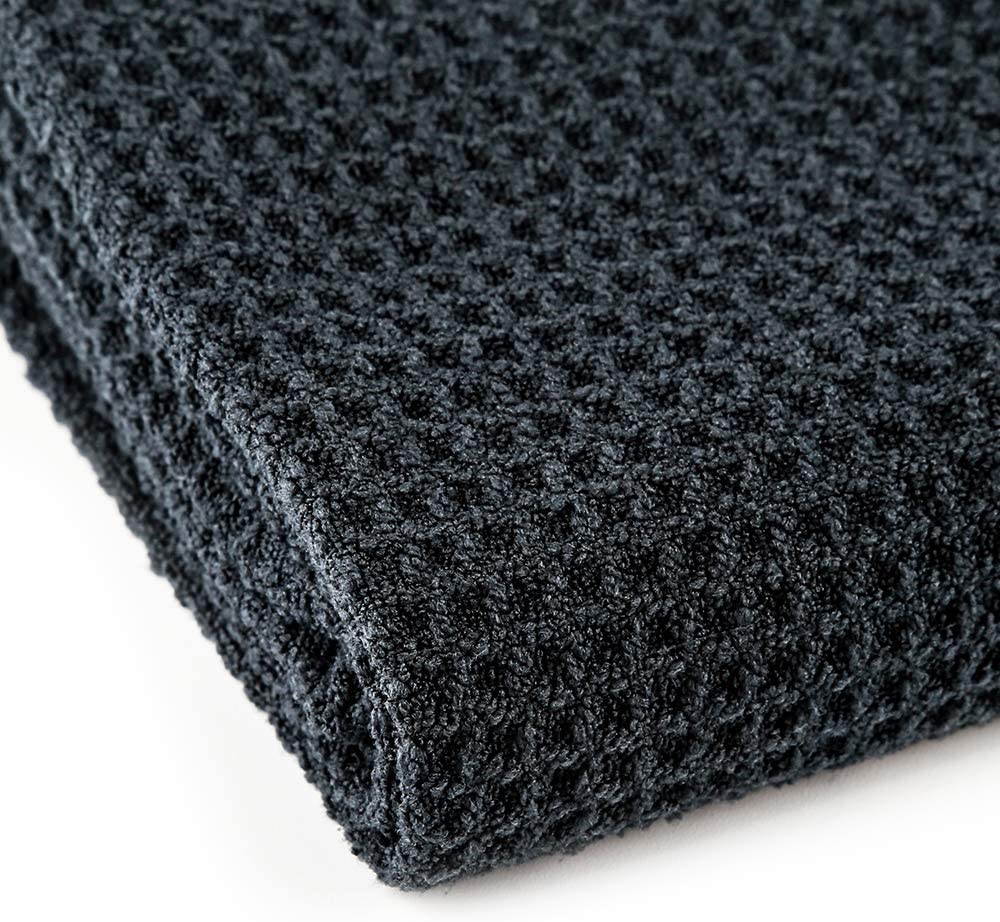 SGCB Waffle Weave Microfiber Car Wash Dry Detailing Towel 60x120cm/360gsm/black