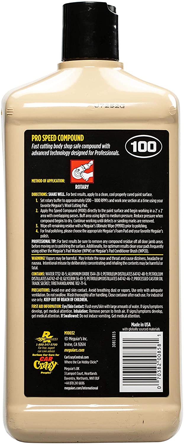 Meguiar’s M100 Mirror Glaze Pro Speed Compound, 32 oz