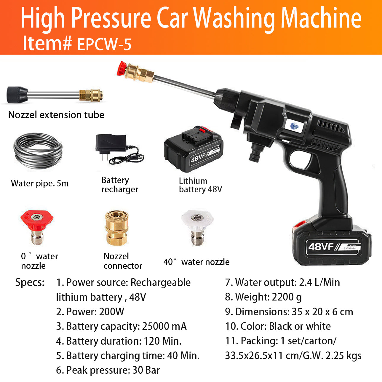 DONKIN Cordless High Pressure Washer (21V)