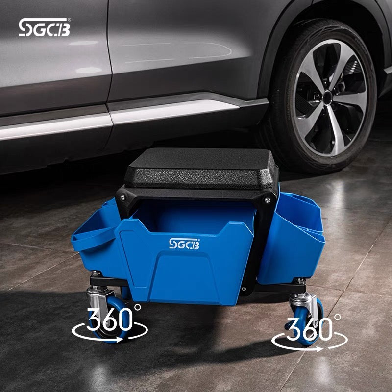 sgcb mechanics stool with wheel heavy duty roller creeper seat with tool storage trays and drawer 330 lbs capacity for car wash